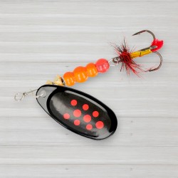 Блешня обертова ZEOX Dominator № 4, 9г, колір 010 Black-Red Dot